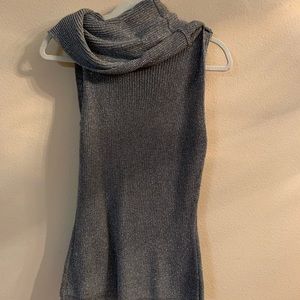 Kenneth Cole sleeveless silver turtleneck
